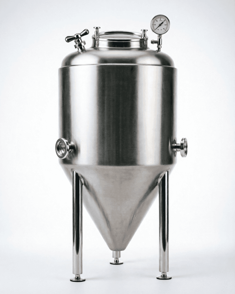 Blichmann Fermenator G4 7 gallon conical fermenter with brushed stainless steel finish and conical bottom