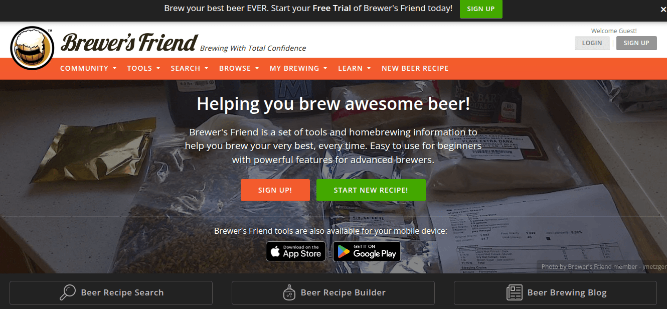 Brewer's Friend pricing page showing Free, Premium, and Premium Plus plans