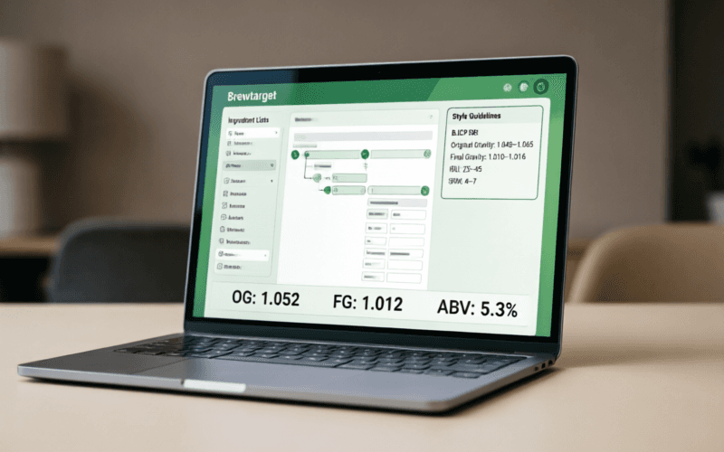 Brewtarget open source brewing software interface showing recipe editor with ingredient lists and style guidelines