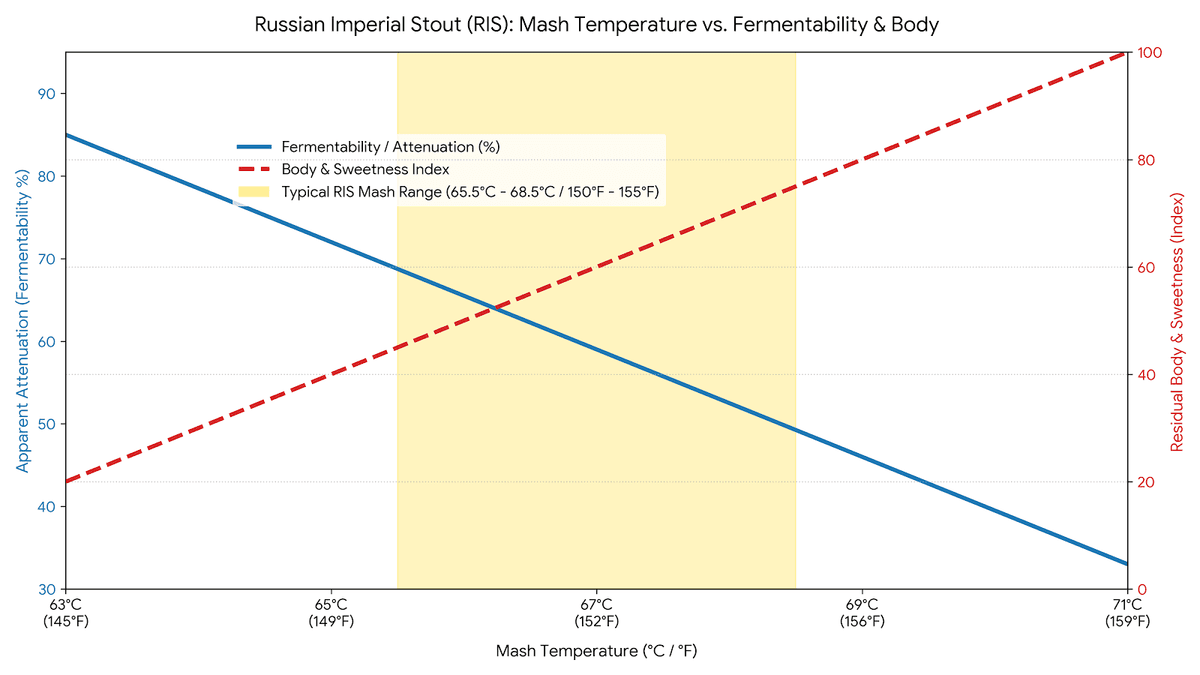 chart showing mash temperature effect on RIS